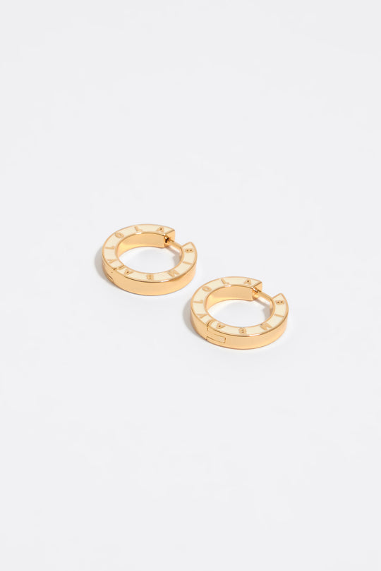 Hoop earrings ivory logo
