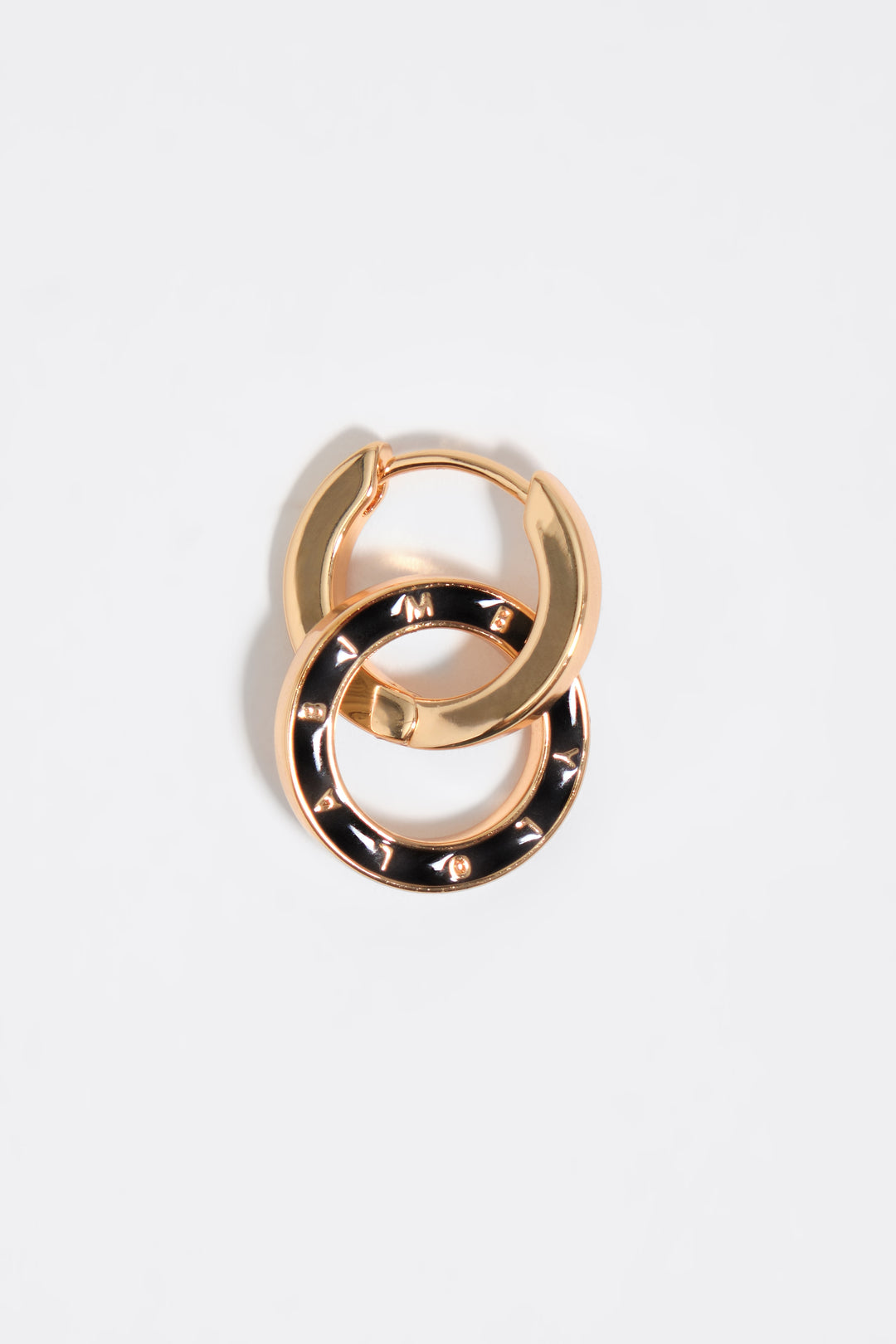 Brown double hoop logo earrings