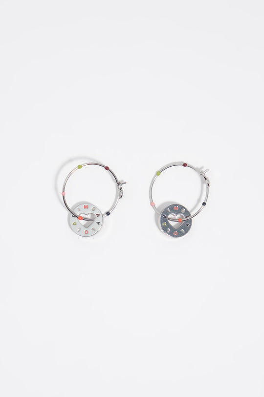 Silver logo hoop earrings