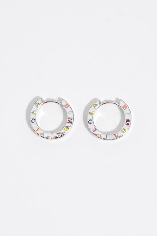 Silver logo hoop earrings