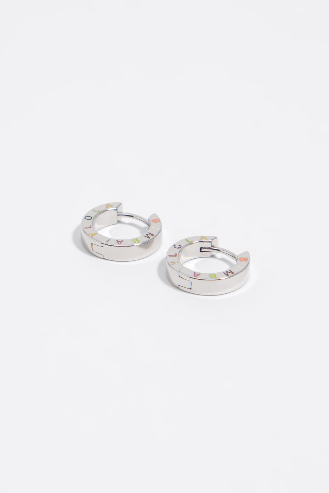 Silver logo hoop earrings
