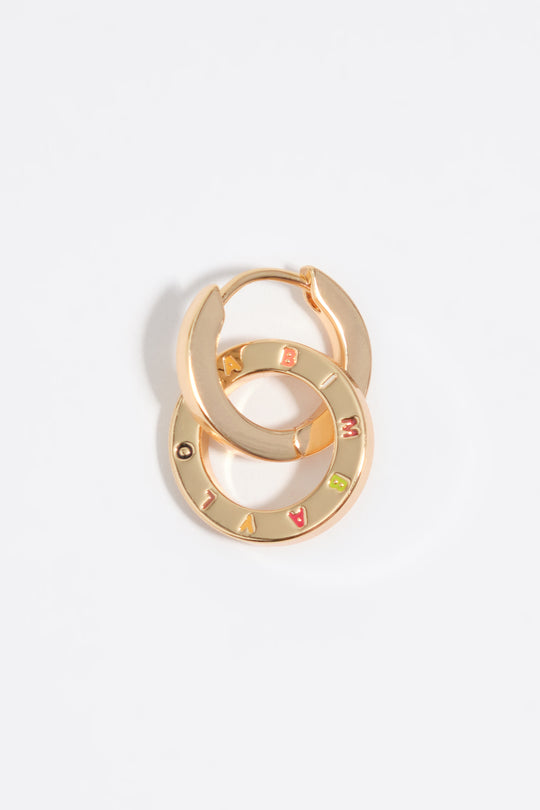 Gold logo double-hoop earrings