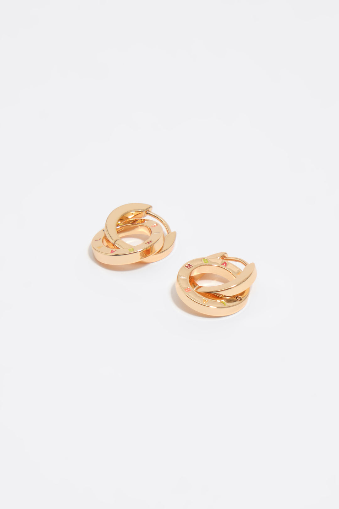 Gold logo double-hoop earrings