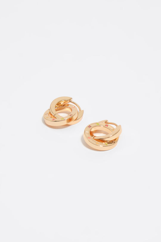 Gold logo double-hoop earrings