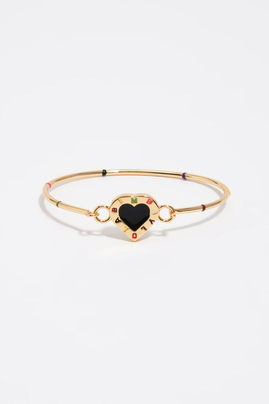 Black heart logo rigid bracelet