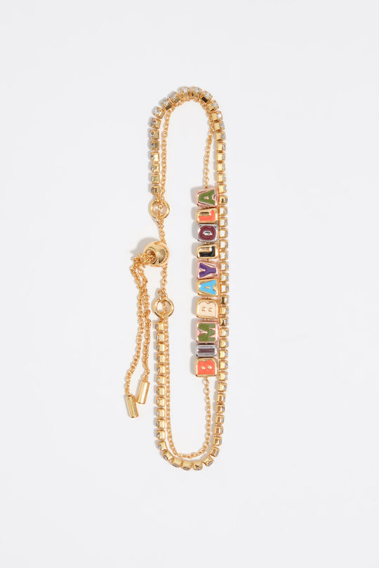 Multicolor dice logo double bracelet