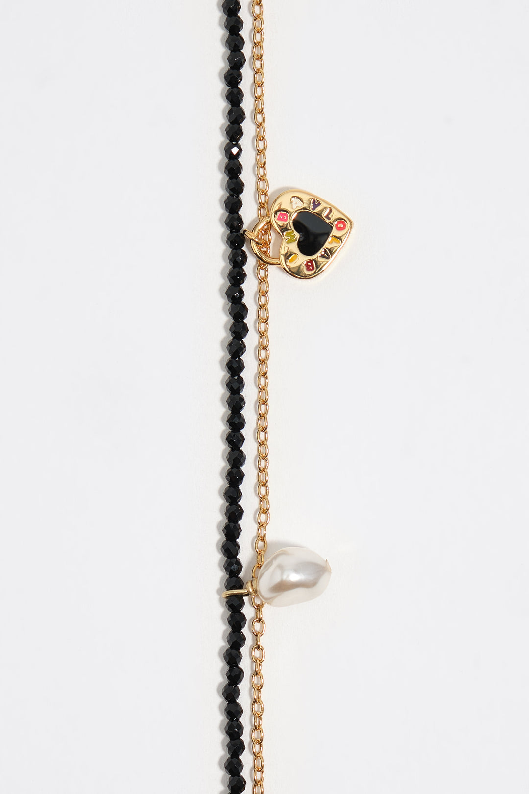 Black double bracelet with crystals and heart logo