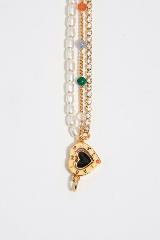 Golden logo heart triple bracelet