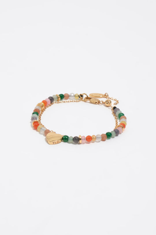 Stones and heart gold double bracelet