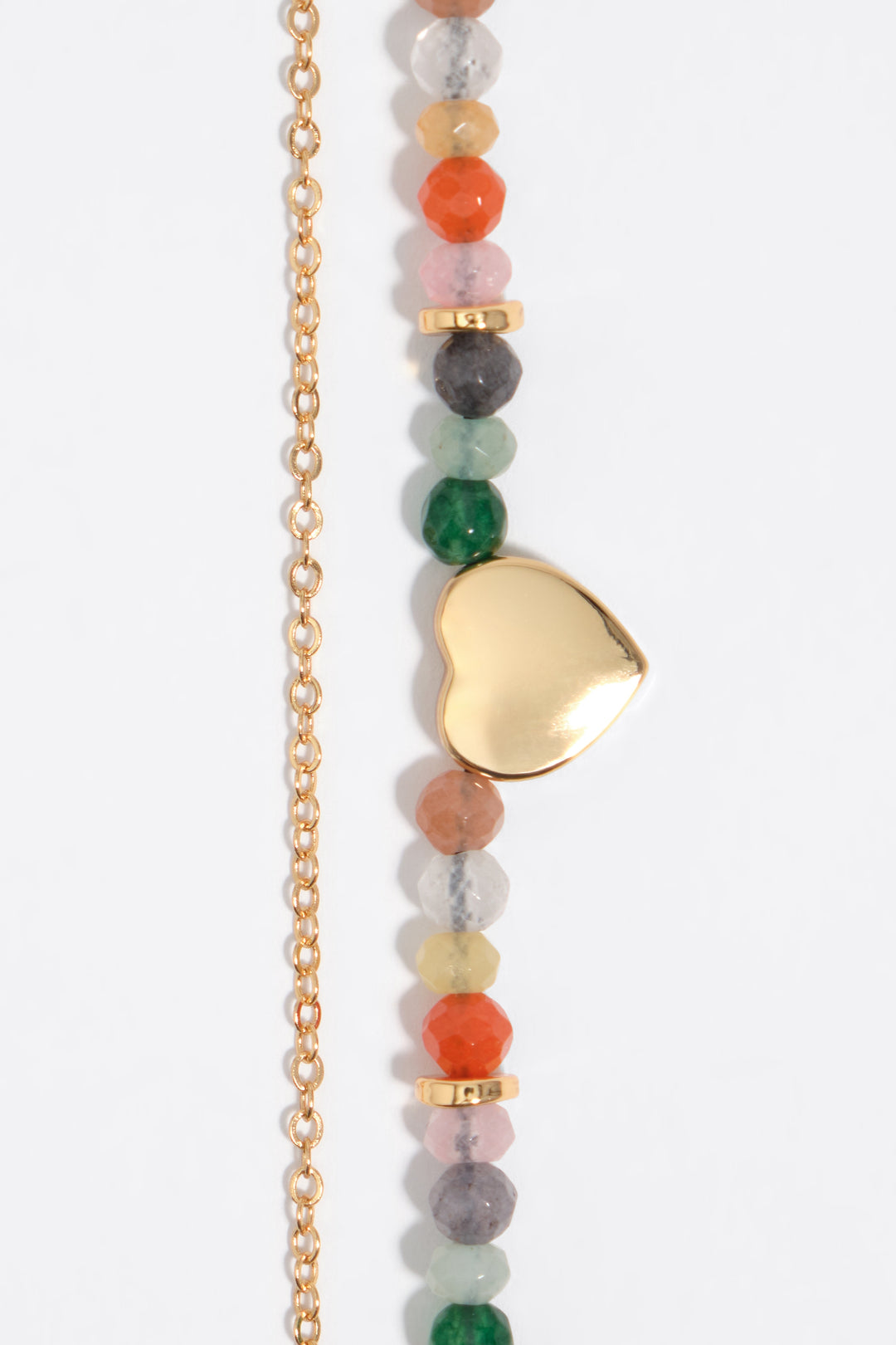Stones and heart gold double bracelet