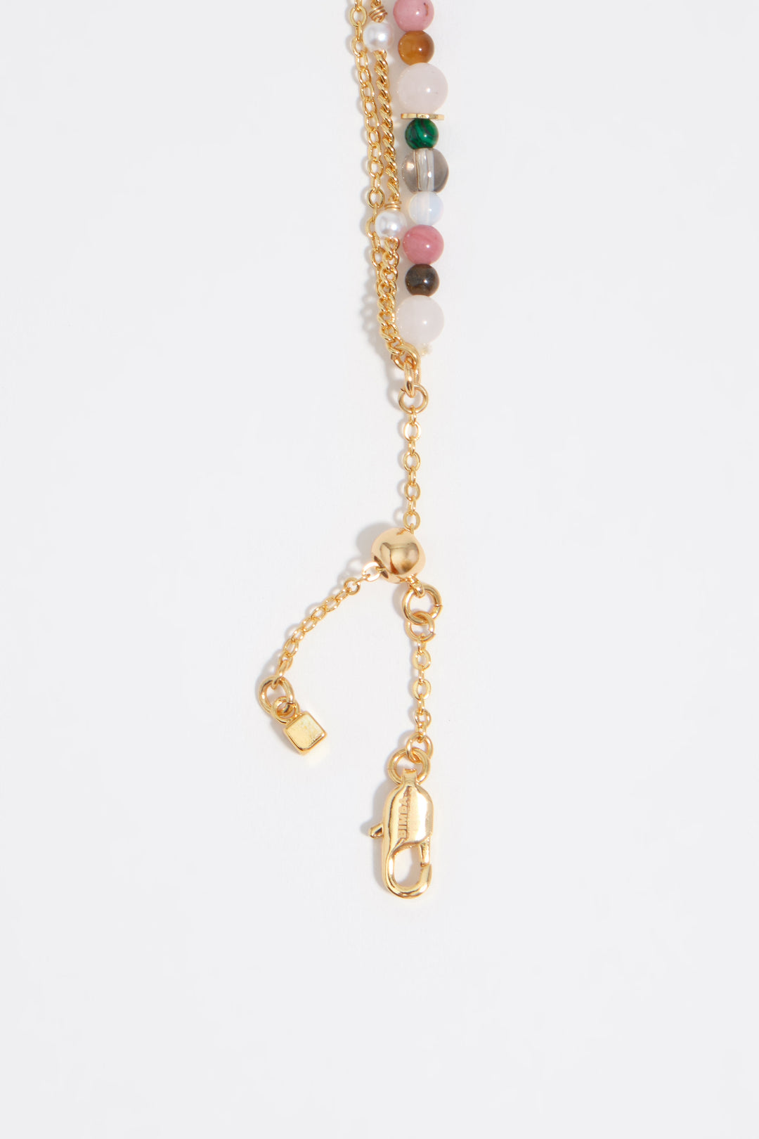 Multicolor stones and logo triple chain bracelet
