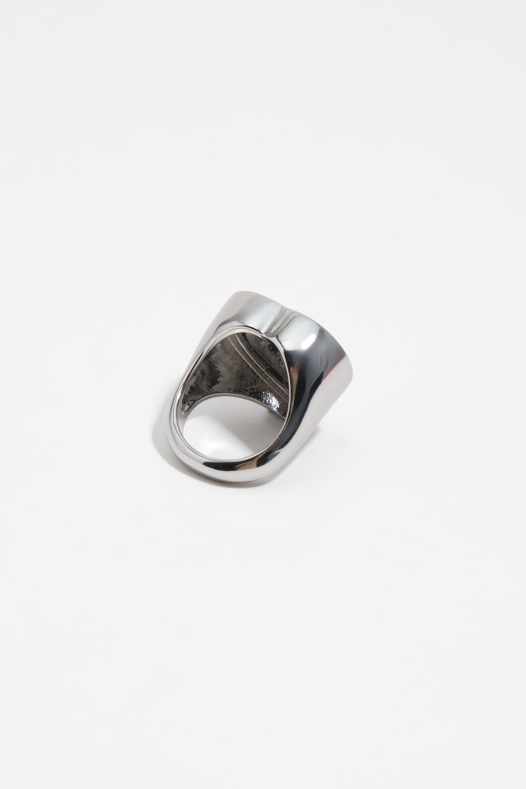 Silver swivel heart logo ring