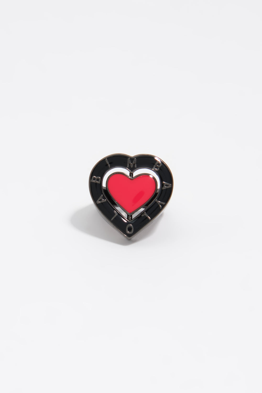 Black swivel heart logo ring
