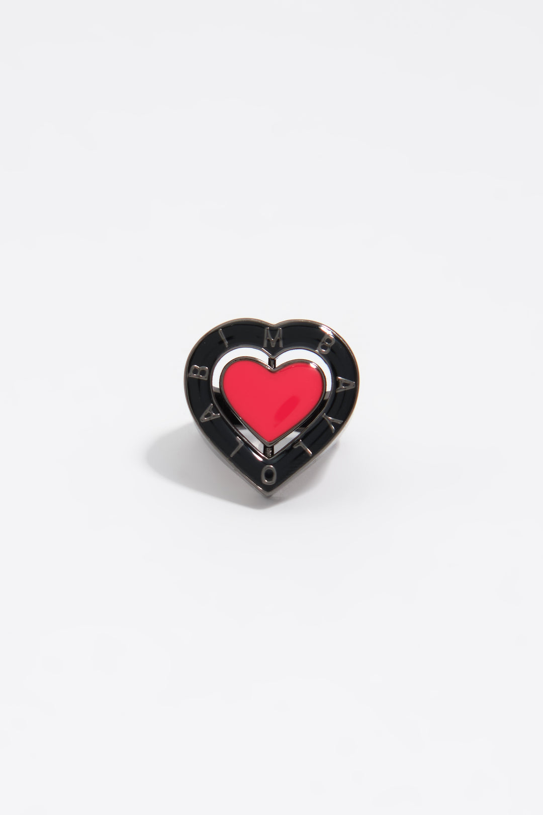 Black swivel heart logo ring