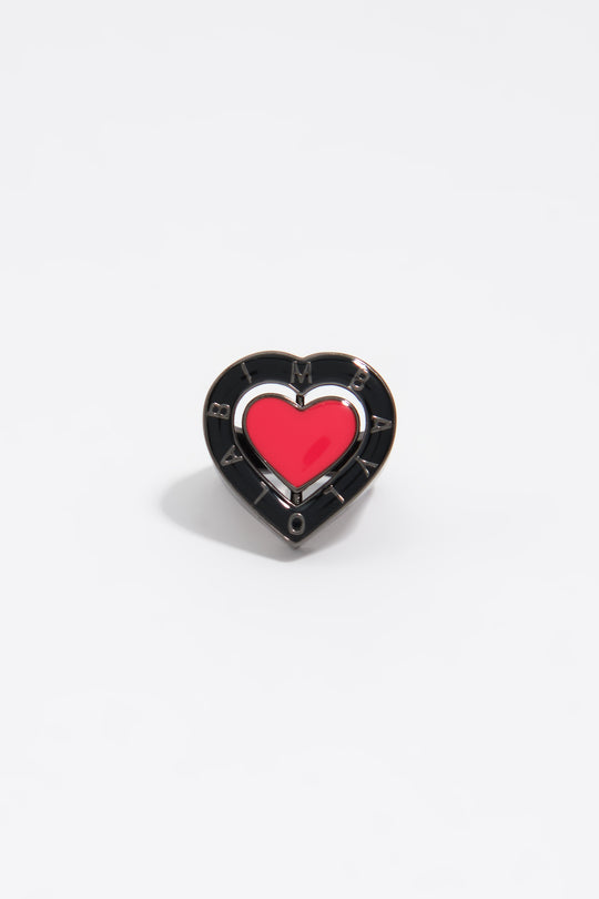 Black swivel heart logo ring