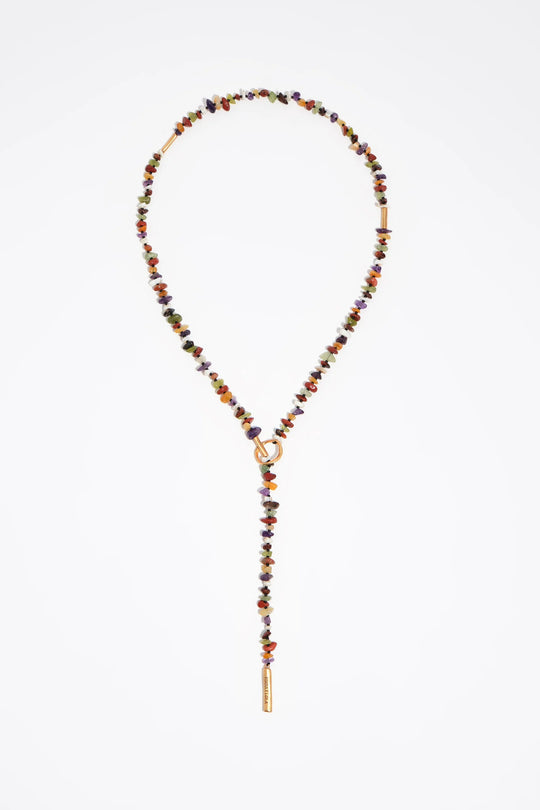 Matte gold stones necklace