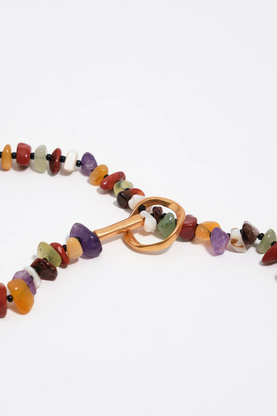 Matte gold stones necklace