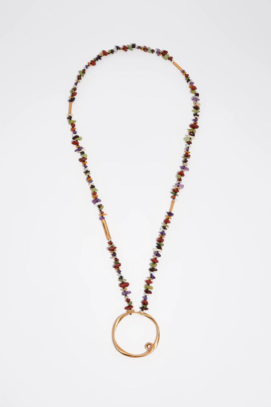 Matte gold stones necklace