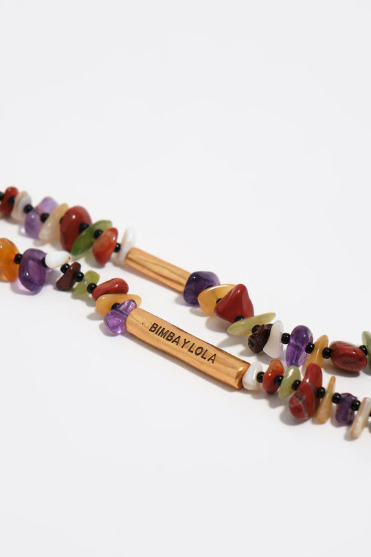 Matte gold stones necklace