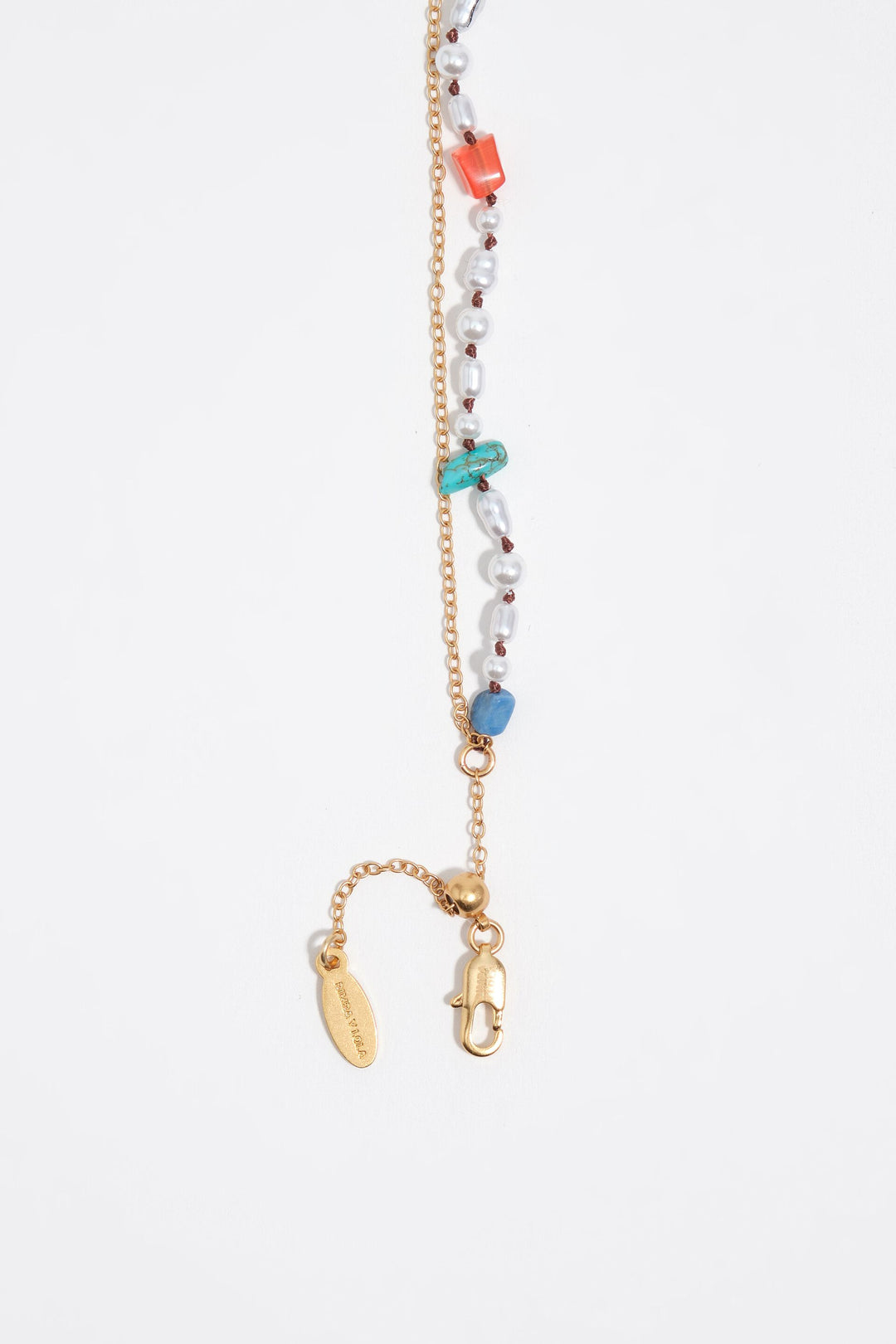 Multicolor stones and pearls double necklace