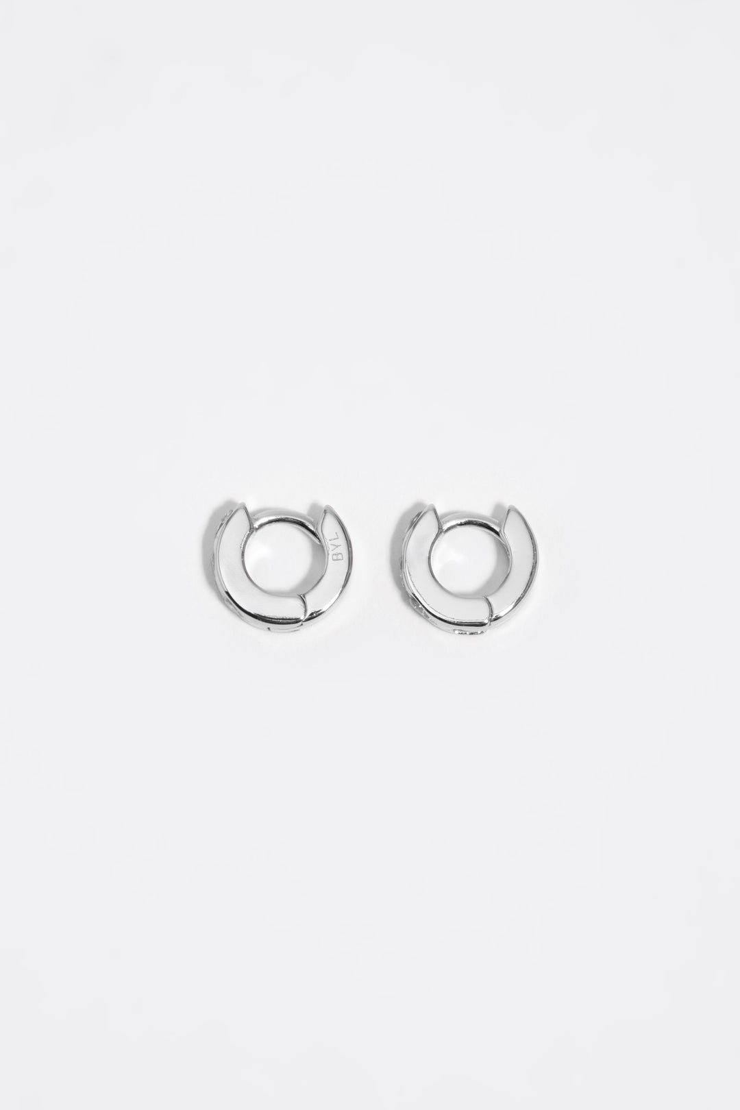 Silver heart mini hoop earrings with crystals