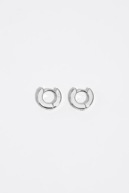 Silver heart mini hoop earrings with crystals