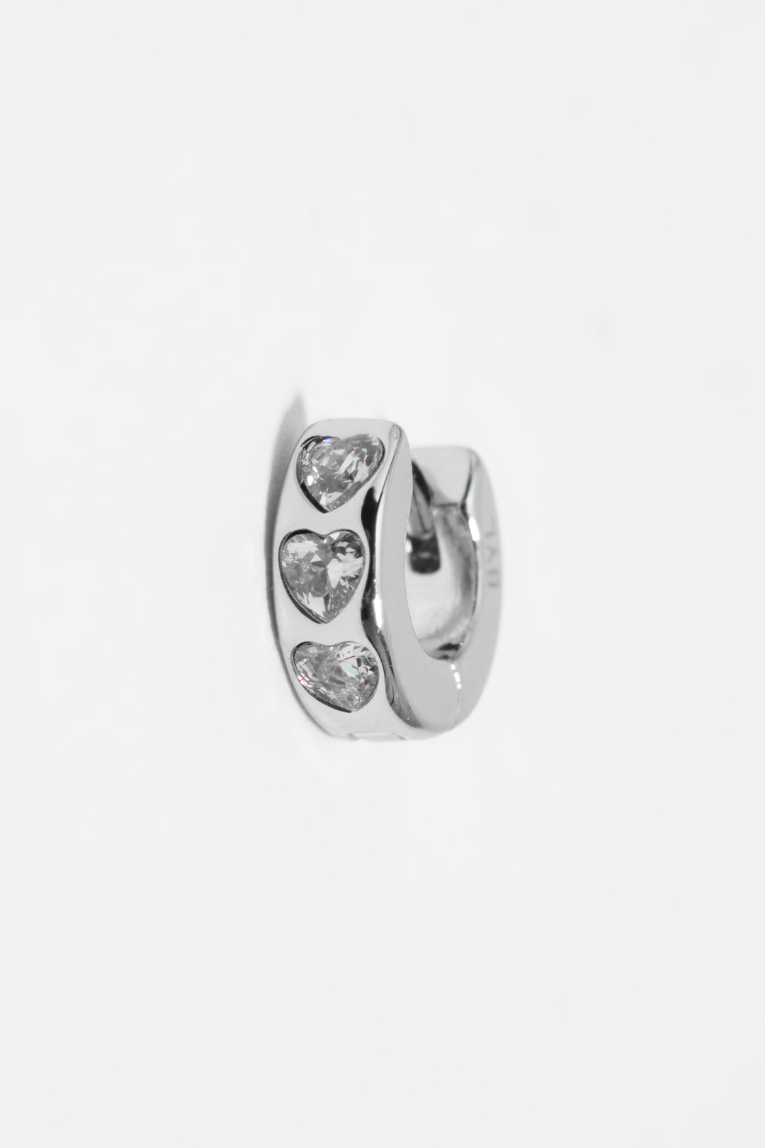 Silver heart mini hoop earrings with crystals