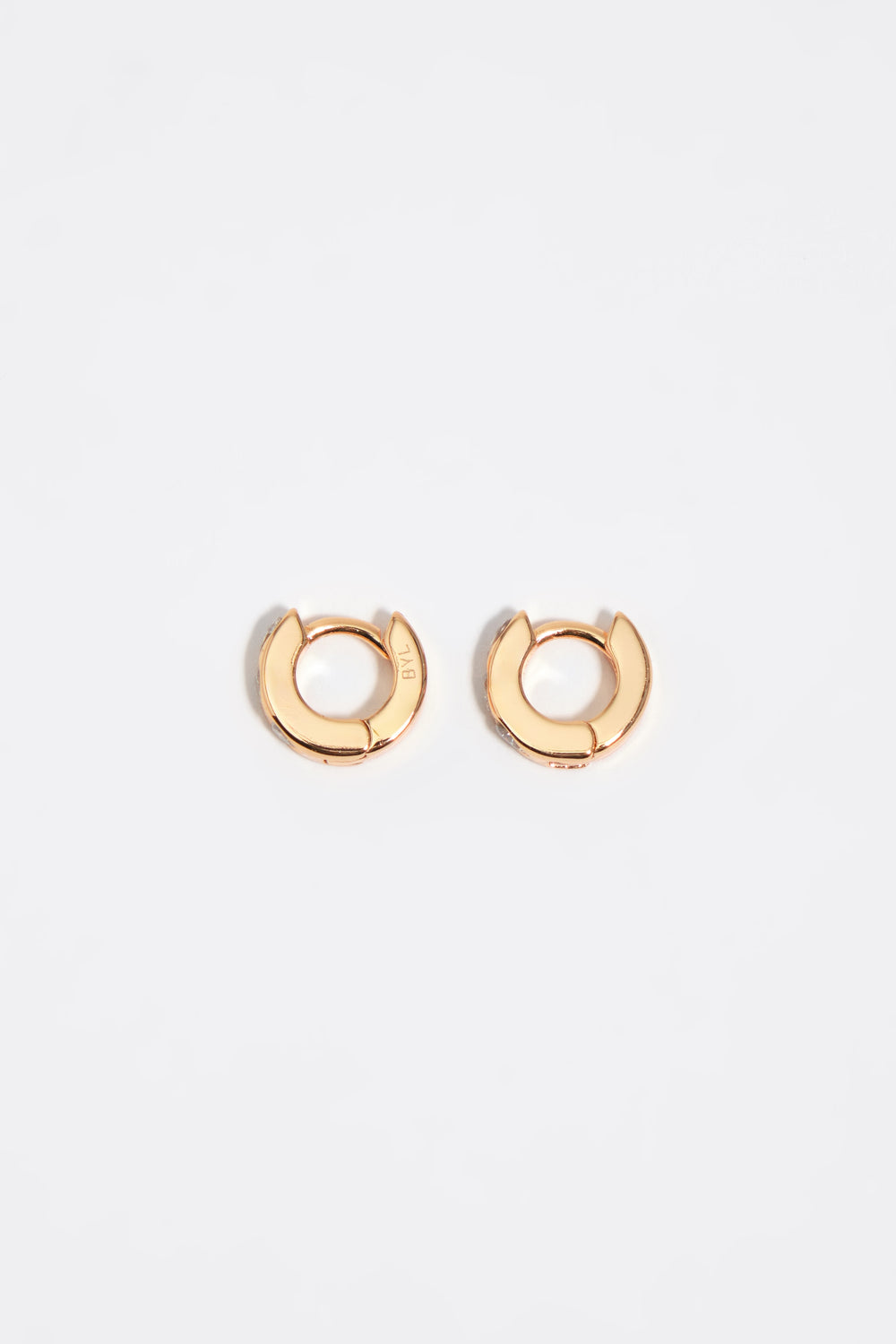 Gold heart mini hoop earrings with crystals