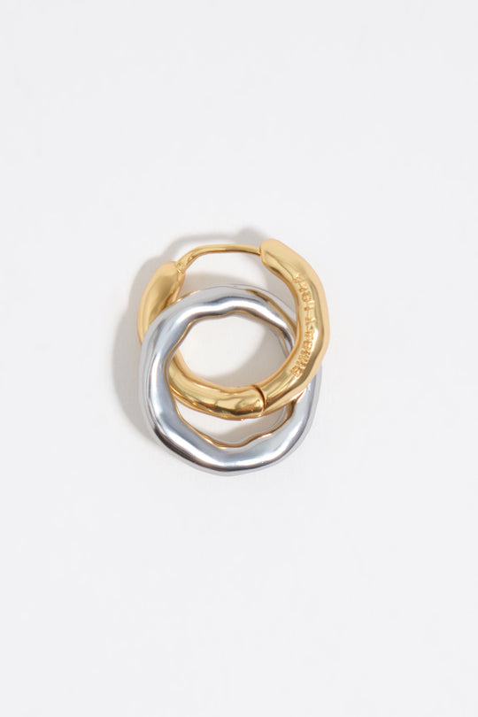 Two-tone textured double hoop earrings
