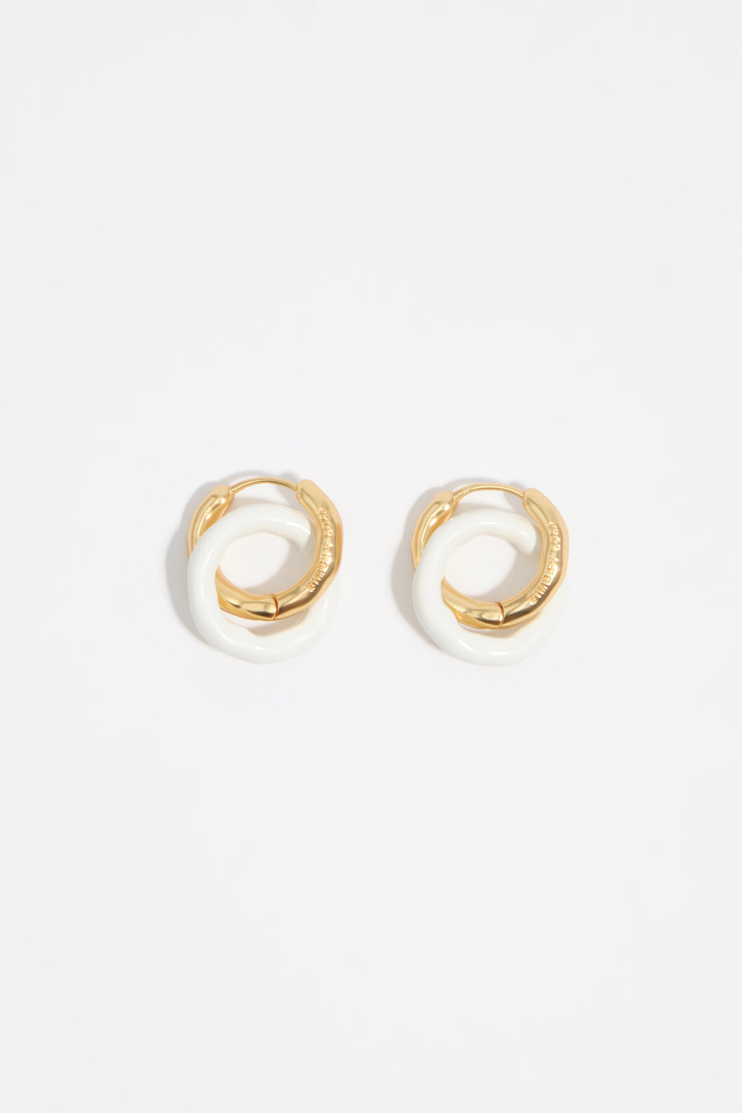 Textured double hoop earrings with brown enamel