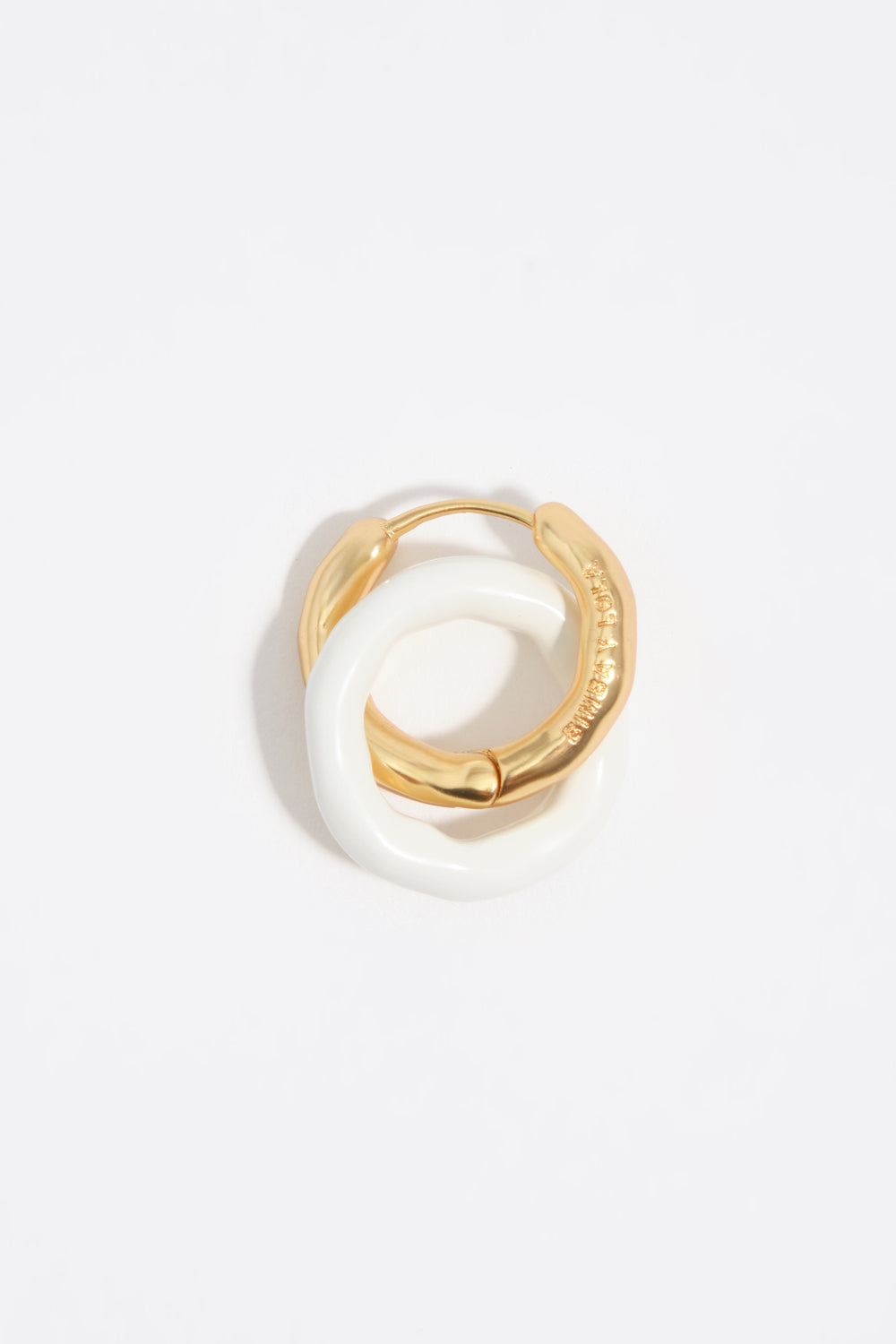Textured double hoop earrings with brown enamel