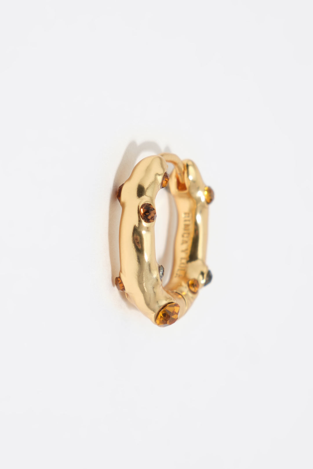 Gold crystal textured hoop earrings