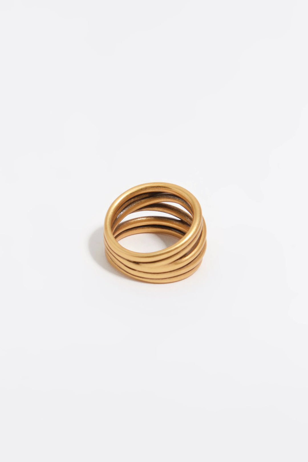 Matte gold crossed bands ring