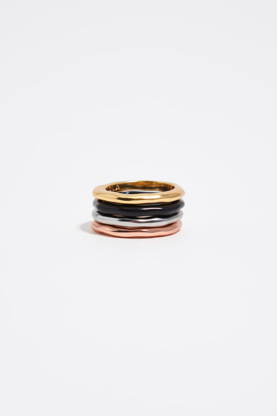 Set of 4 three-tone rings