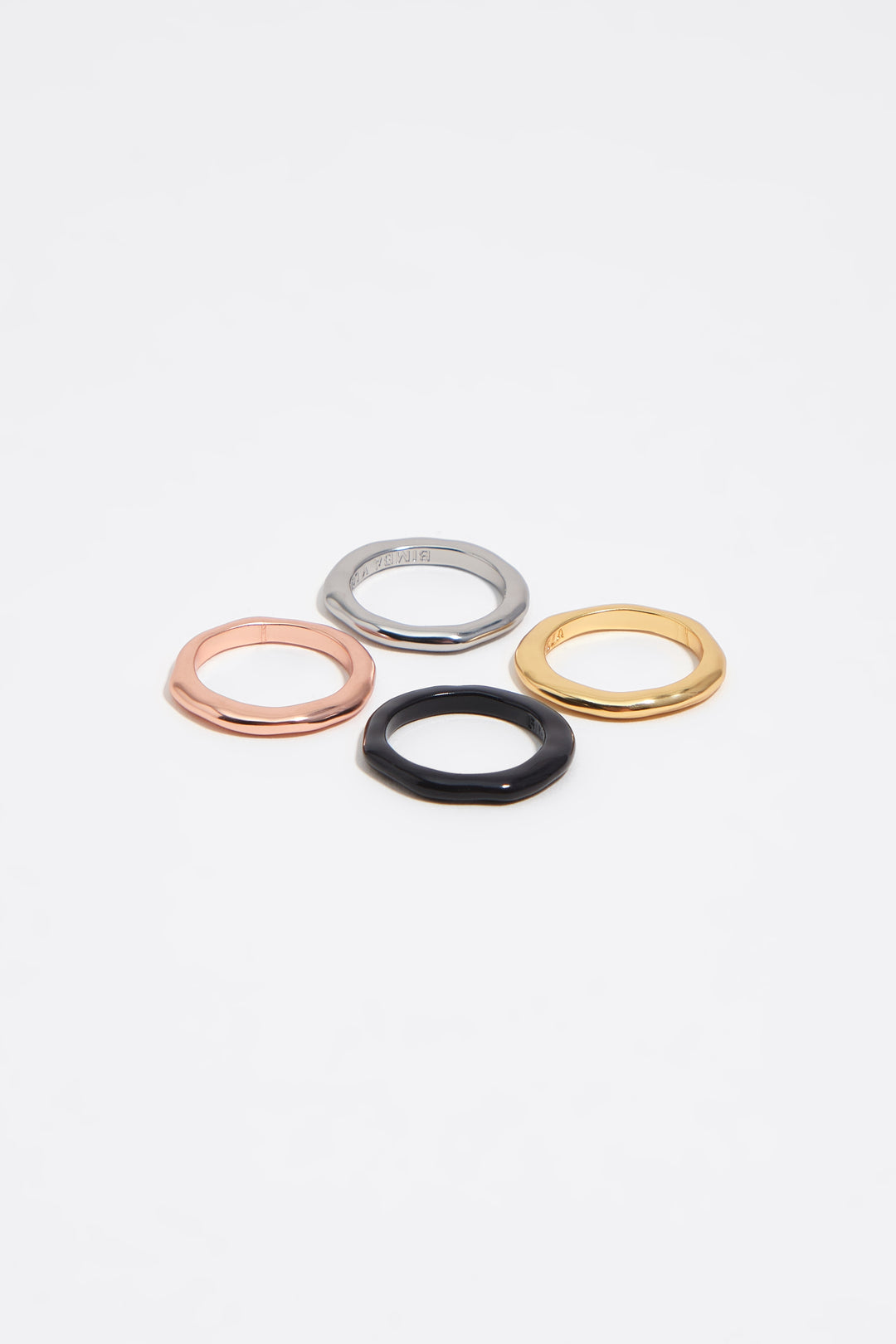 Set of 4 three-tone rings