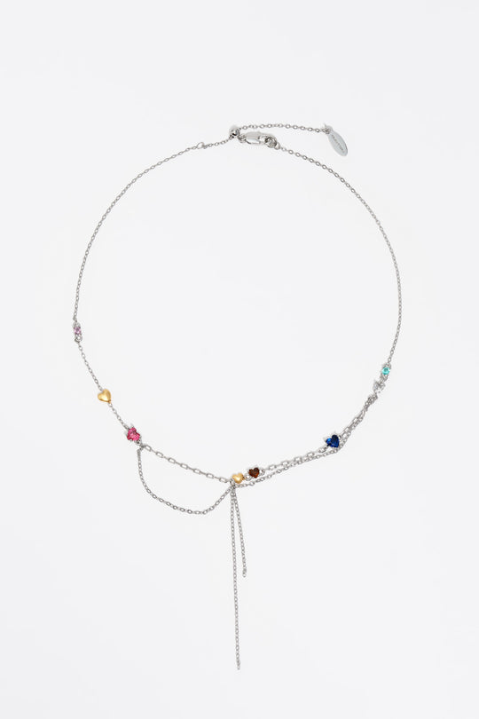 Silver chains and crystals necklace