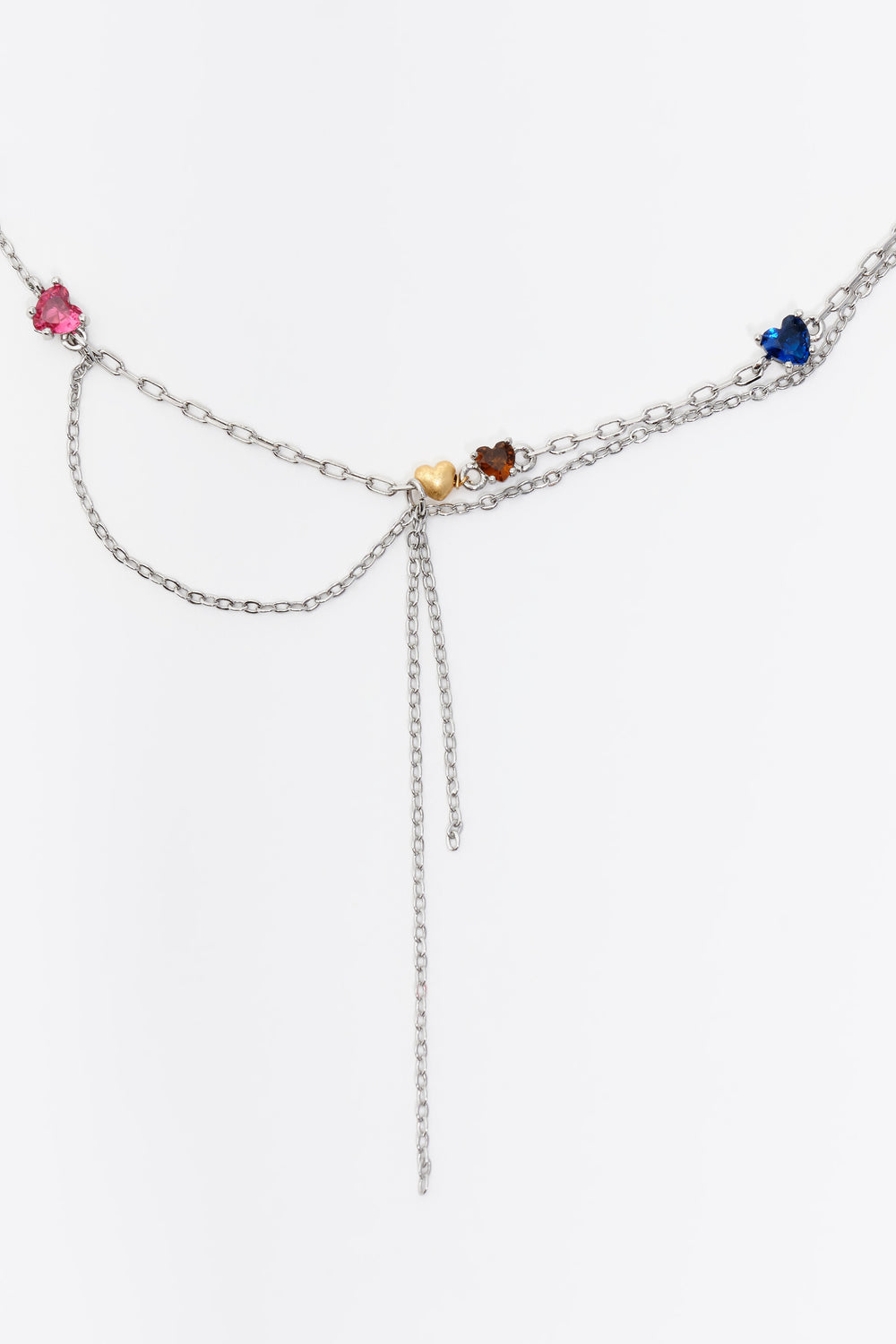 Silver chains and crystals necklace