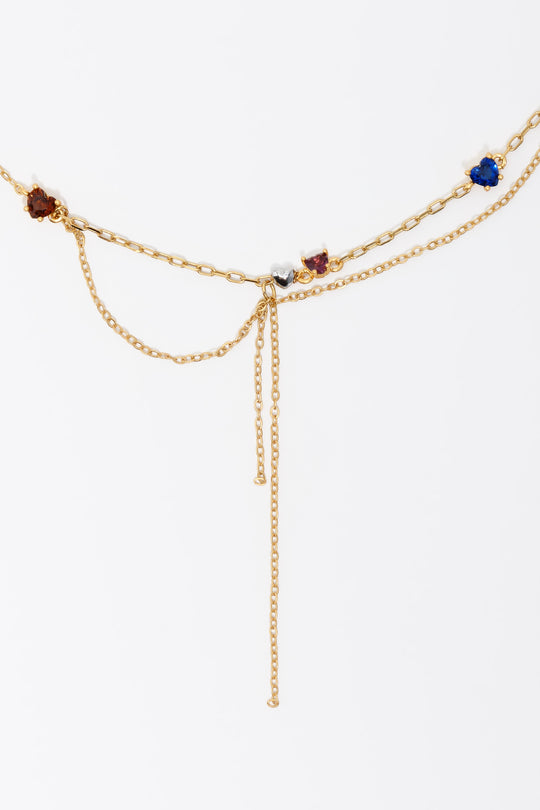 Gold chains and crystals necklace