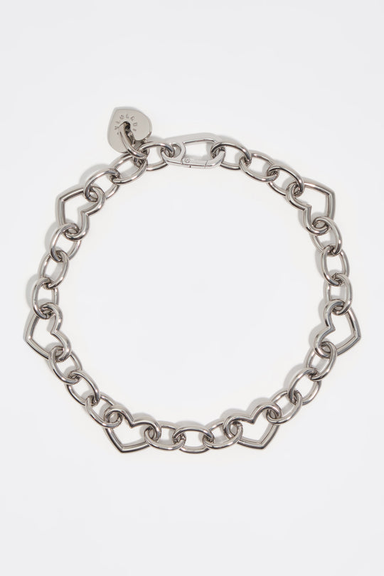 Silver heart chain necklace