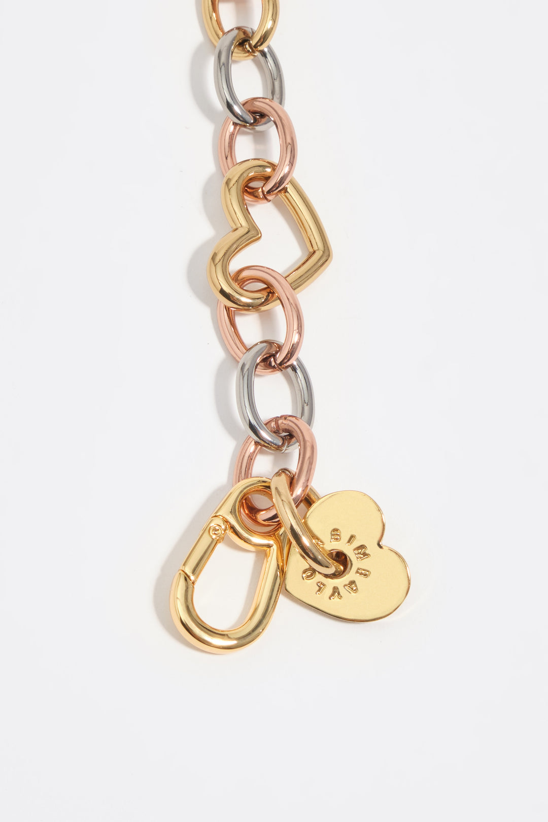 Three-tone heart chain necklace