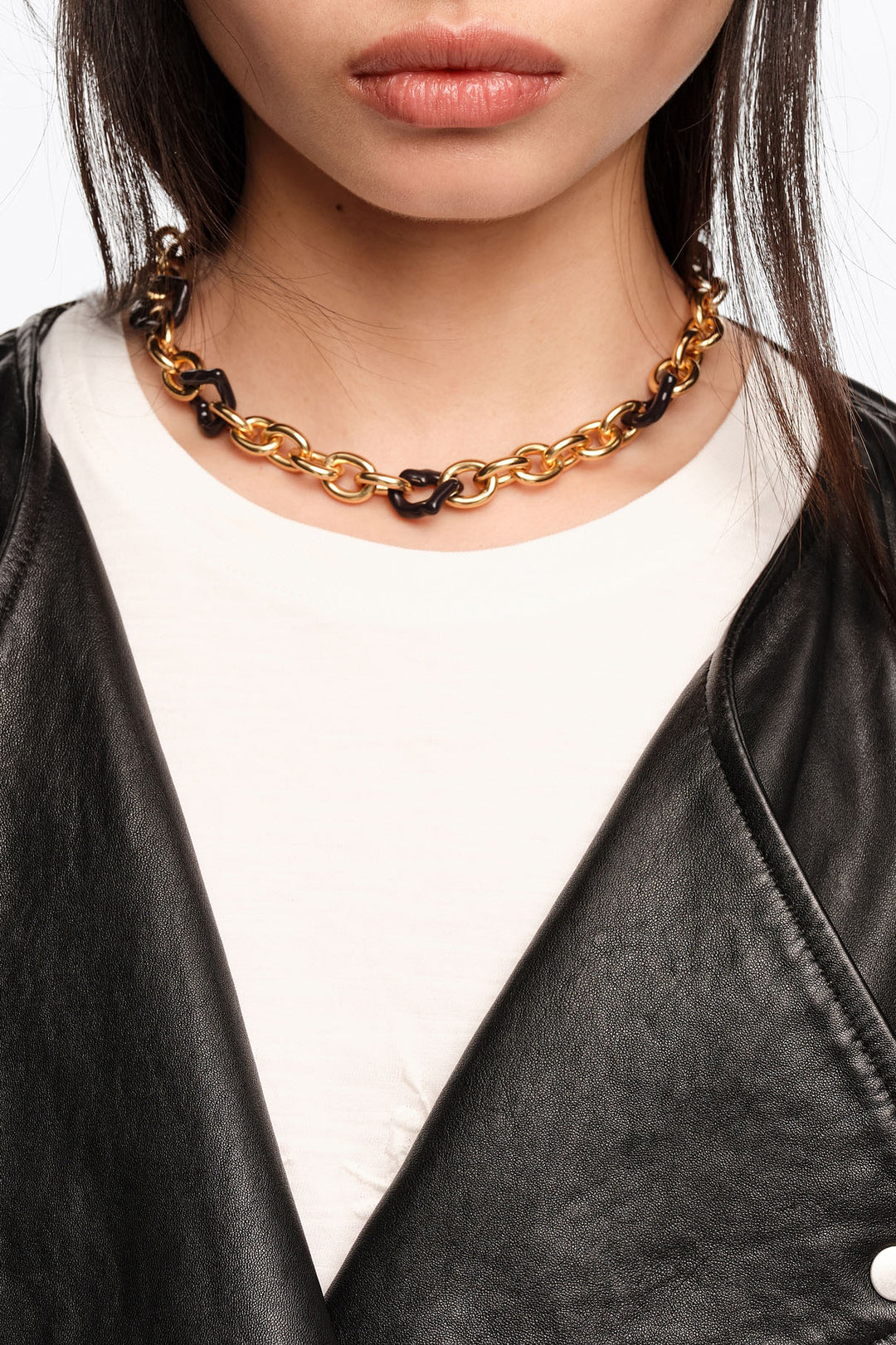 Heart necklace with gold texture and brown enamel