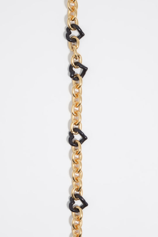 Heart necklace with gold texture and brown enamel