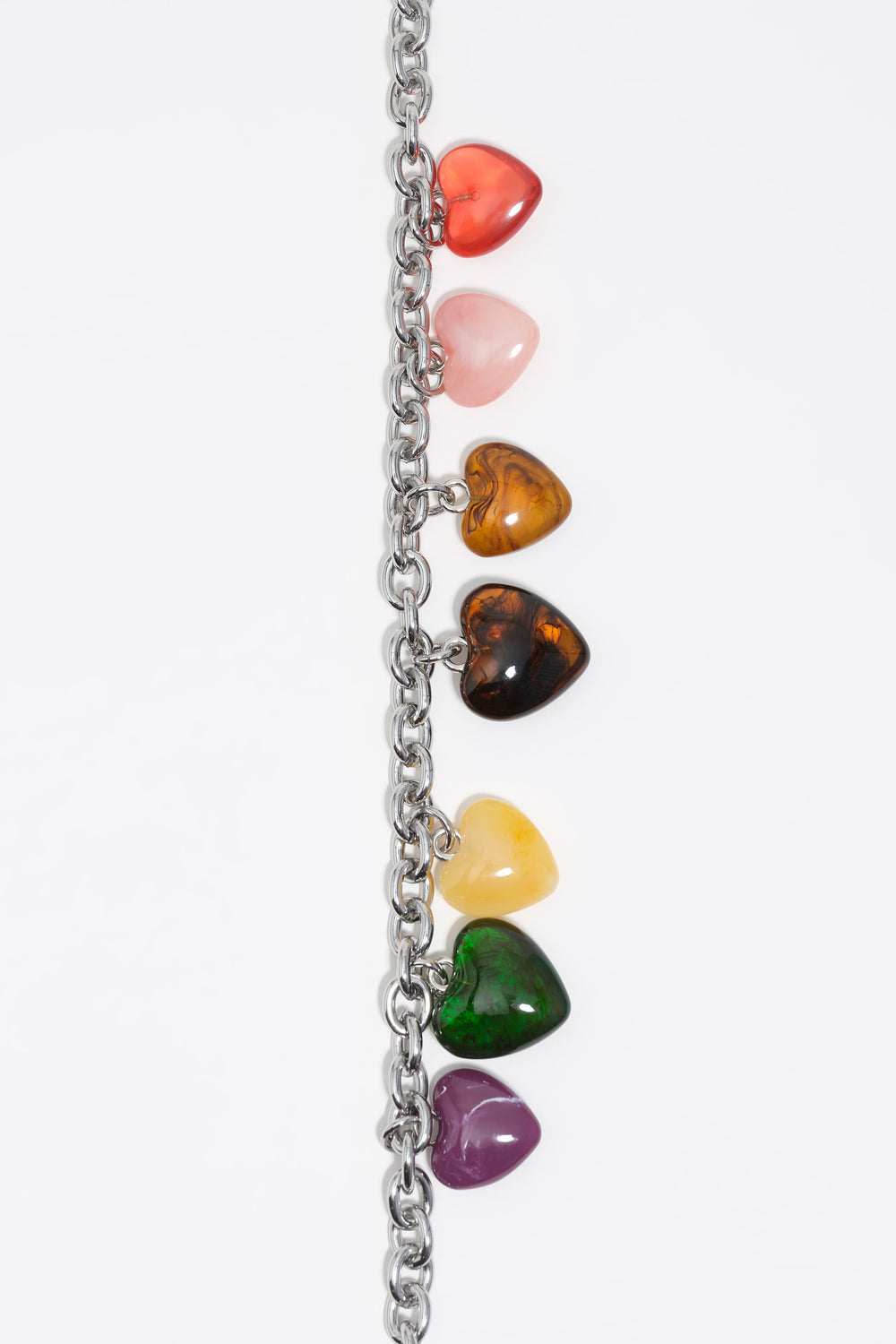 Multicolor resin hearts necklace