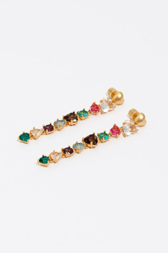 Gold crystal hearts earrings