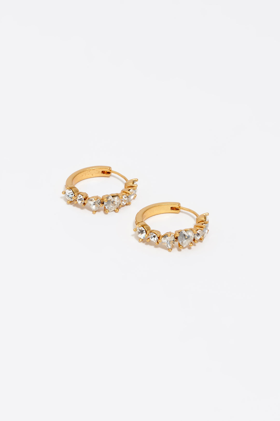 Crystals heart hoop earrings