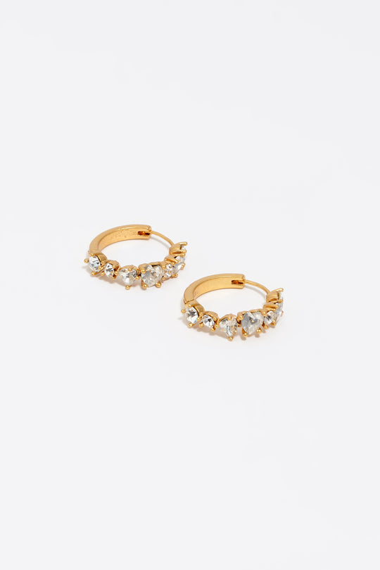 Crystals heart hoop earrings