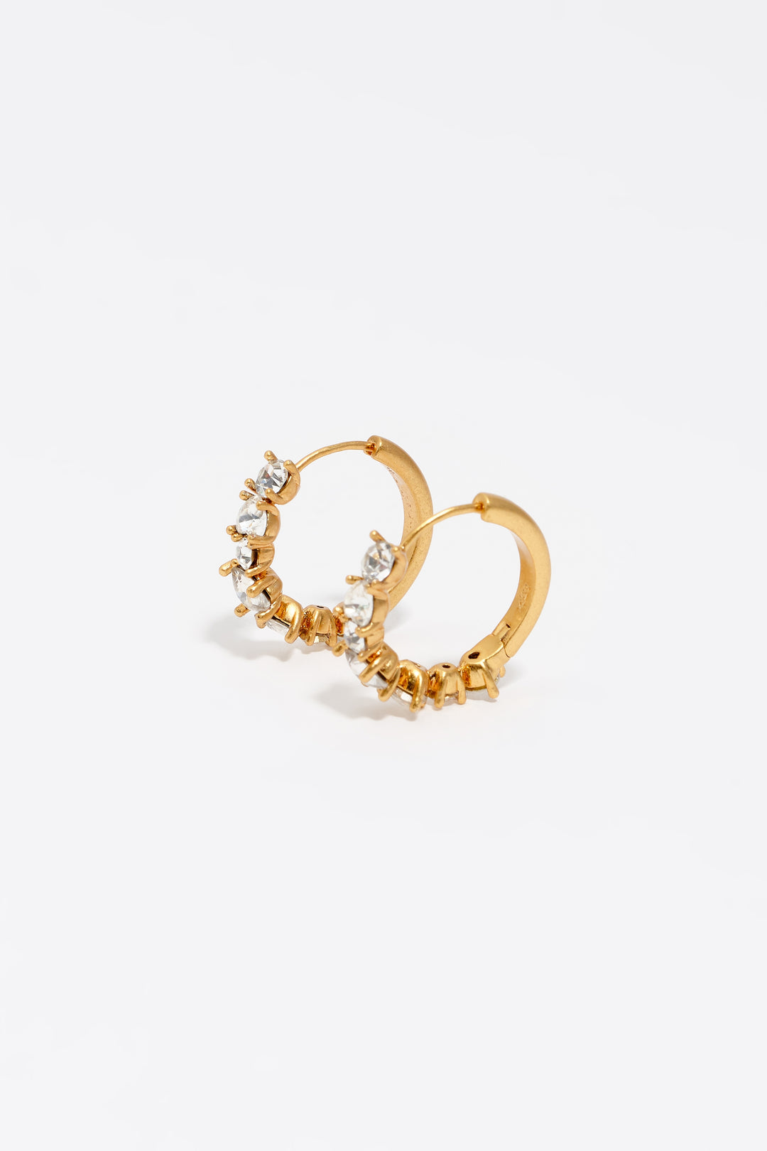 Crystals heart hoop earrings