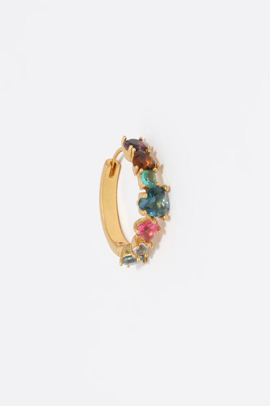 Gold crystals heart hoop earrings