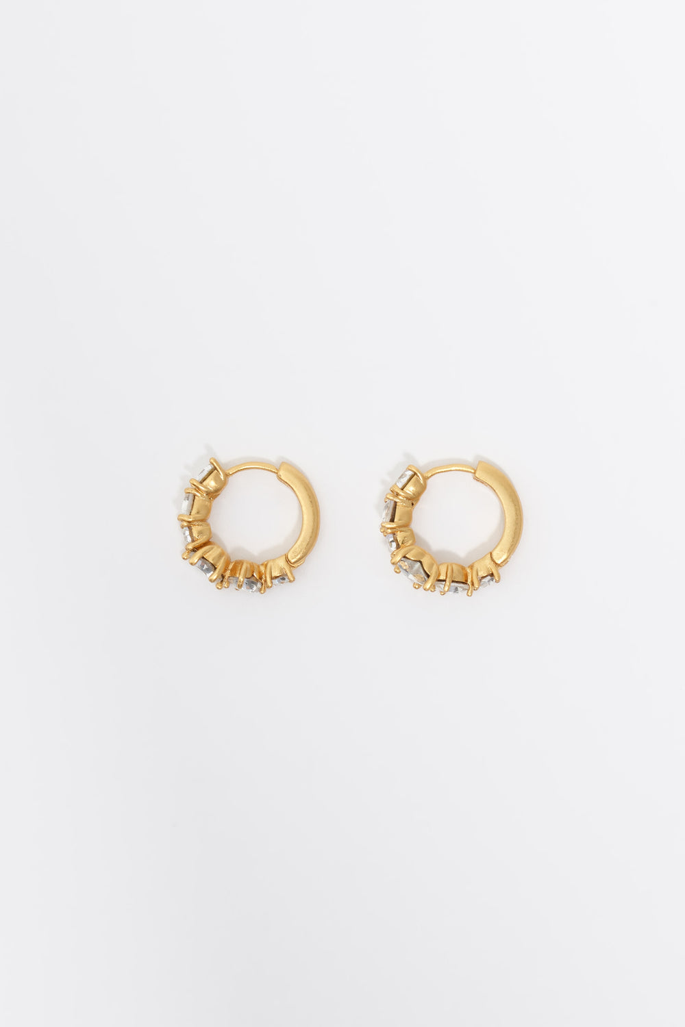 Small crystals heart hoop earrings