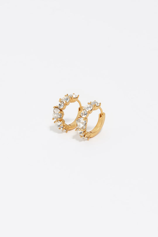 Small crystals heart hoop earrings